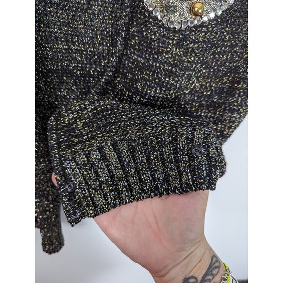 Vintage 80's Gabani Couture Sweater Vest Wool Metallic Paisley Embellishments - Picture 10 of 14